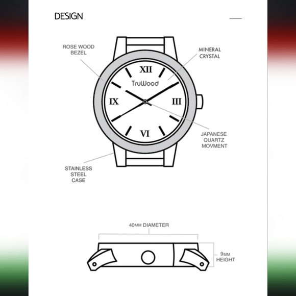 TruWood Architect Stainless Steel Sandalwood Men's Red and Black Watch - Picture 8 of 8